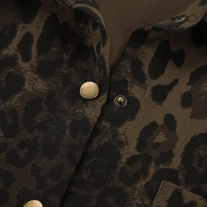 Vintage Leopard Print Shirt Jacket