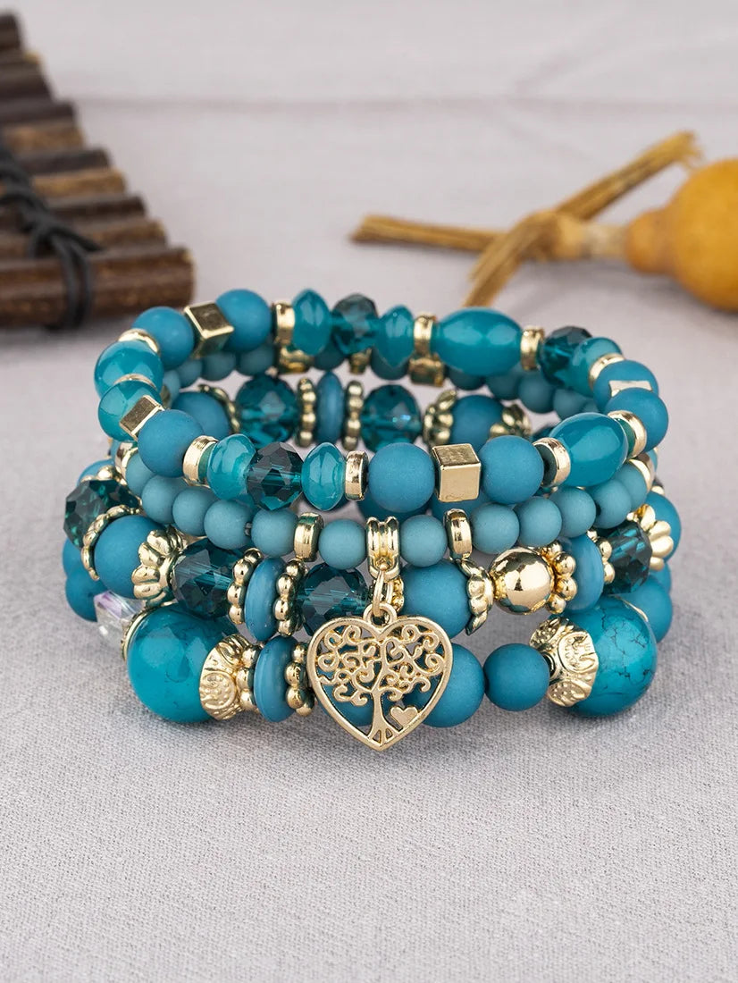 Boho Tree Charm Bracelet Set