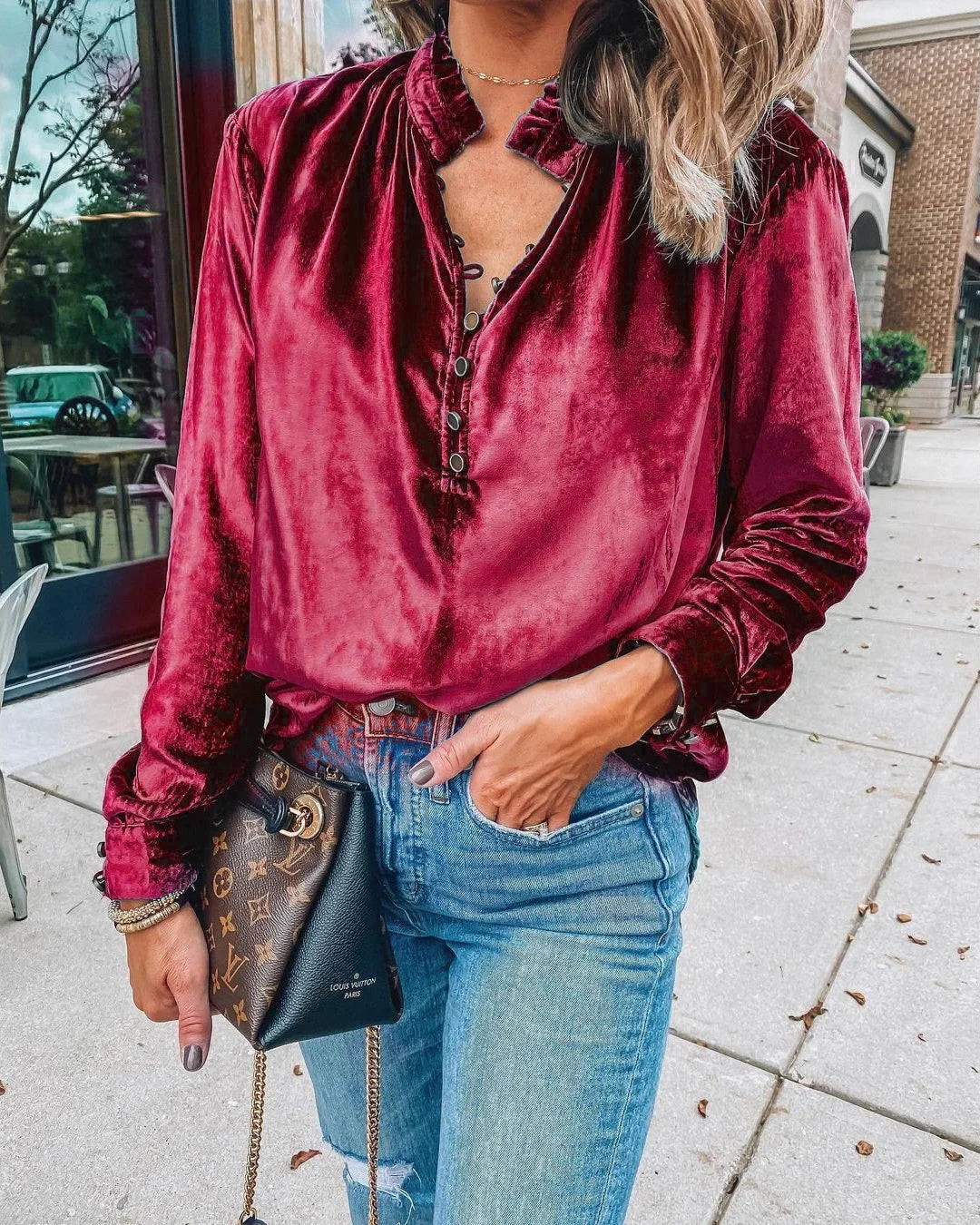 Azure Velvet Blouse