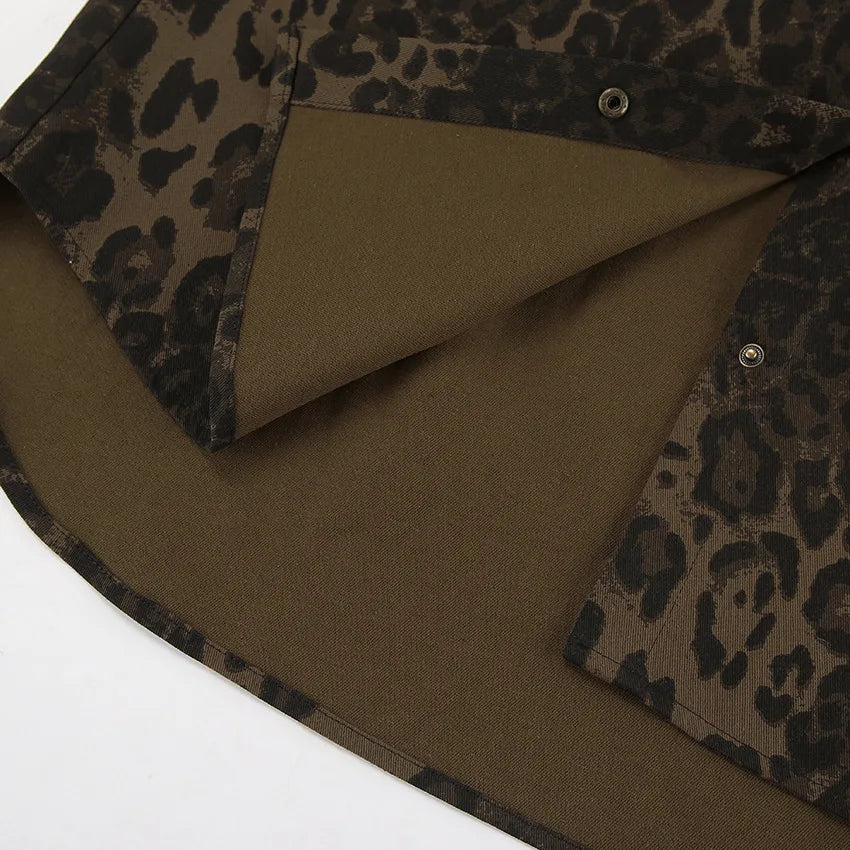 Vintage Leopard Print Shirt Jacket