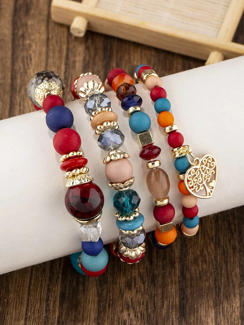 Boho Tree Charm Bracelet Set