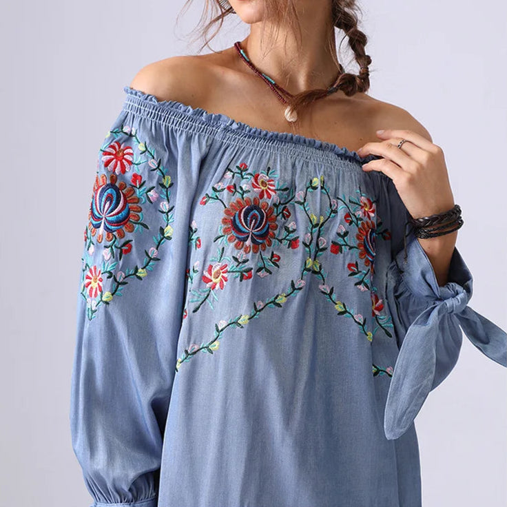 Indigo Bloom Denim Dress