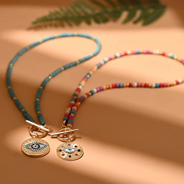 Colorful Evil Eye Stone Necklace