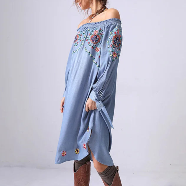 Indigo Bloom Denim Dress