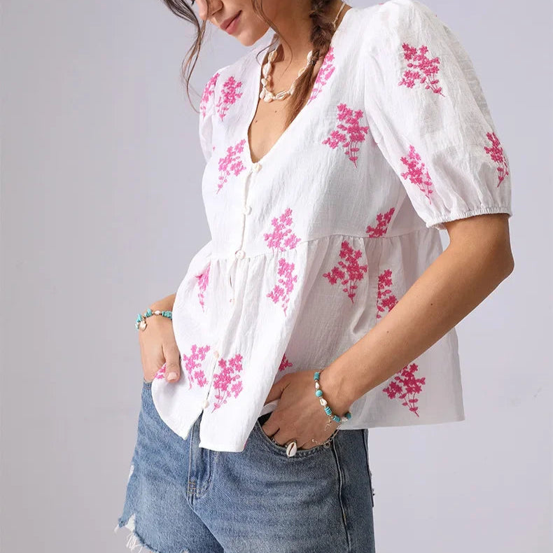 Boho Bloom Embroidered Blouse