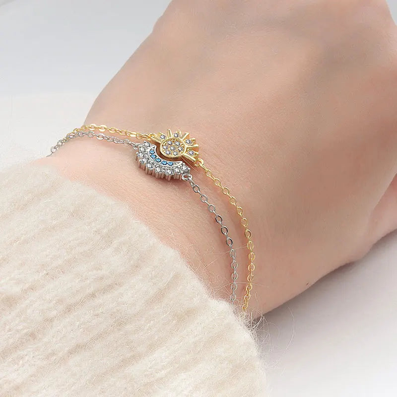 Sun & Moon CZ Bracelet Set