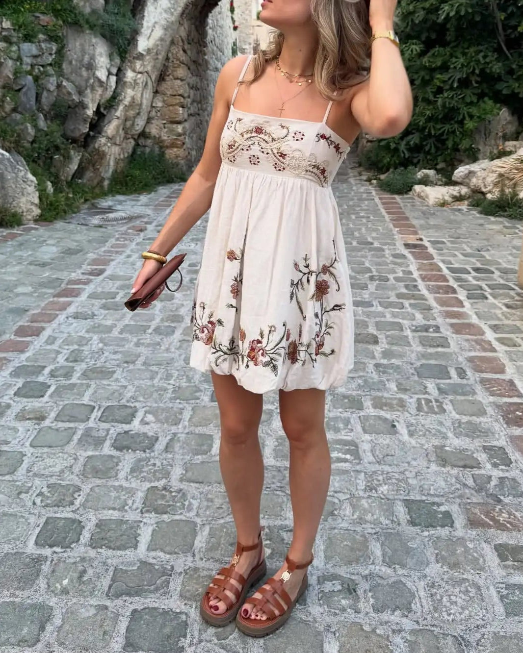Solana Embroidered Mini Dress