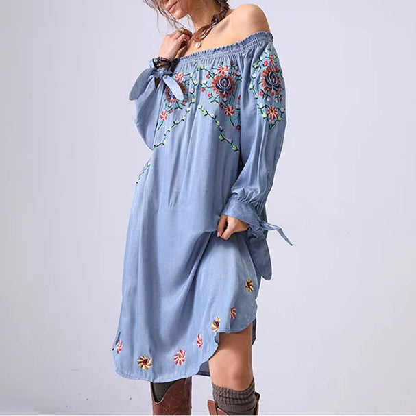 Indigo Bloom Denim Dress
