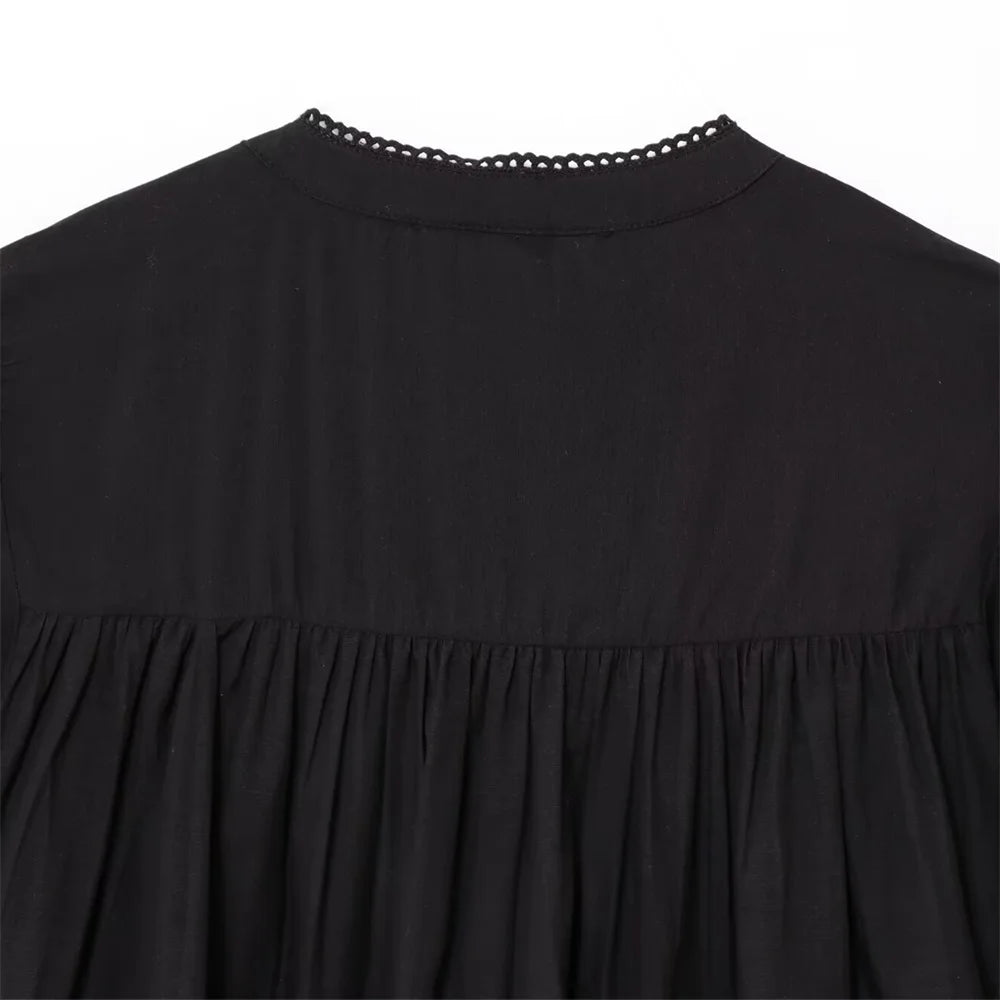 Lace Panel Boho Blouse
