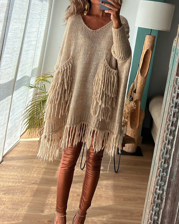Boho Fringe Knit Sweater