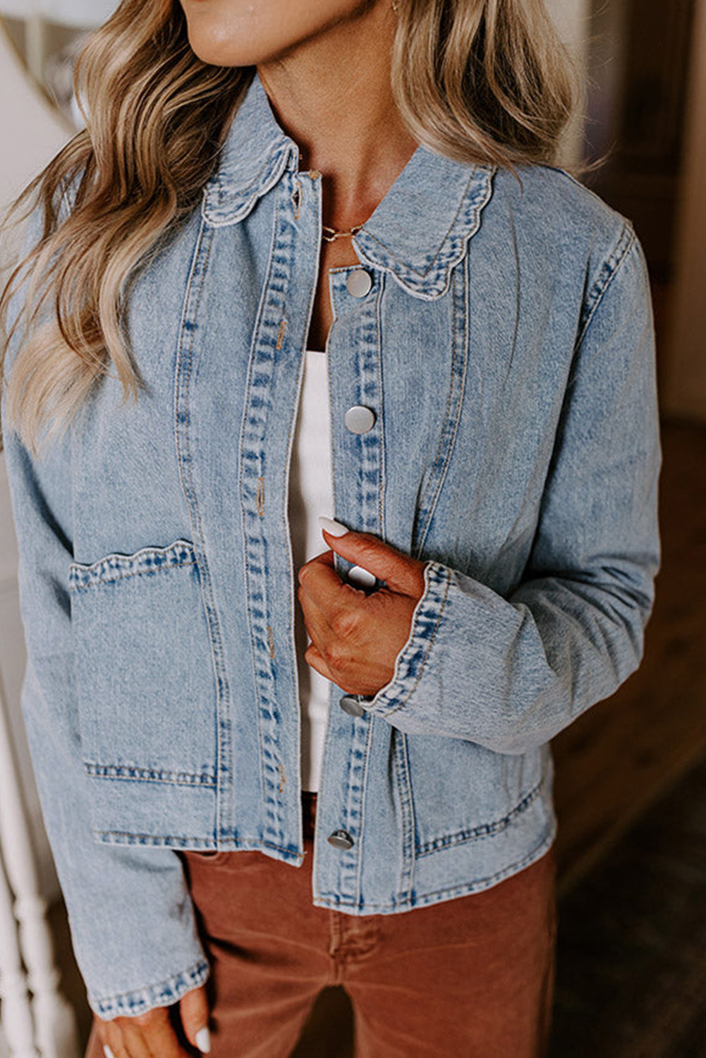 Myosotis Scallop Denim Jacket