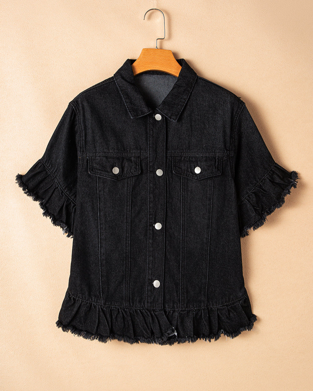 Midnight Ruffle Denim Jacket