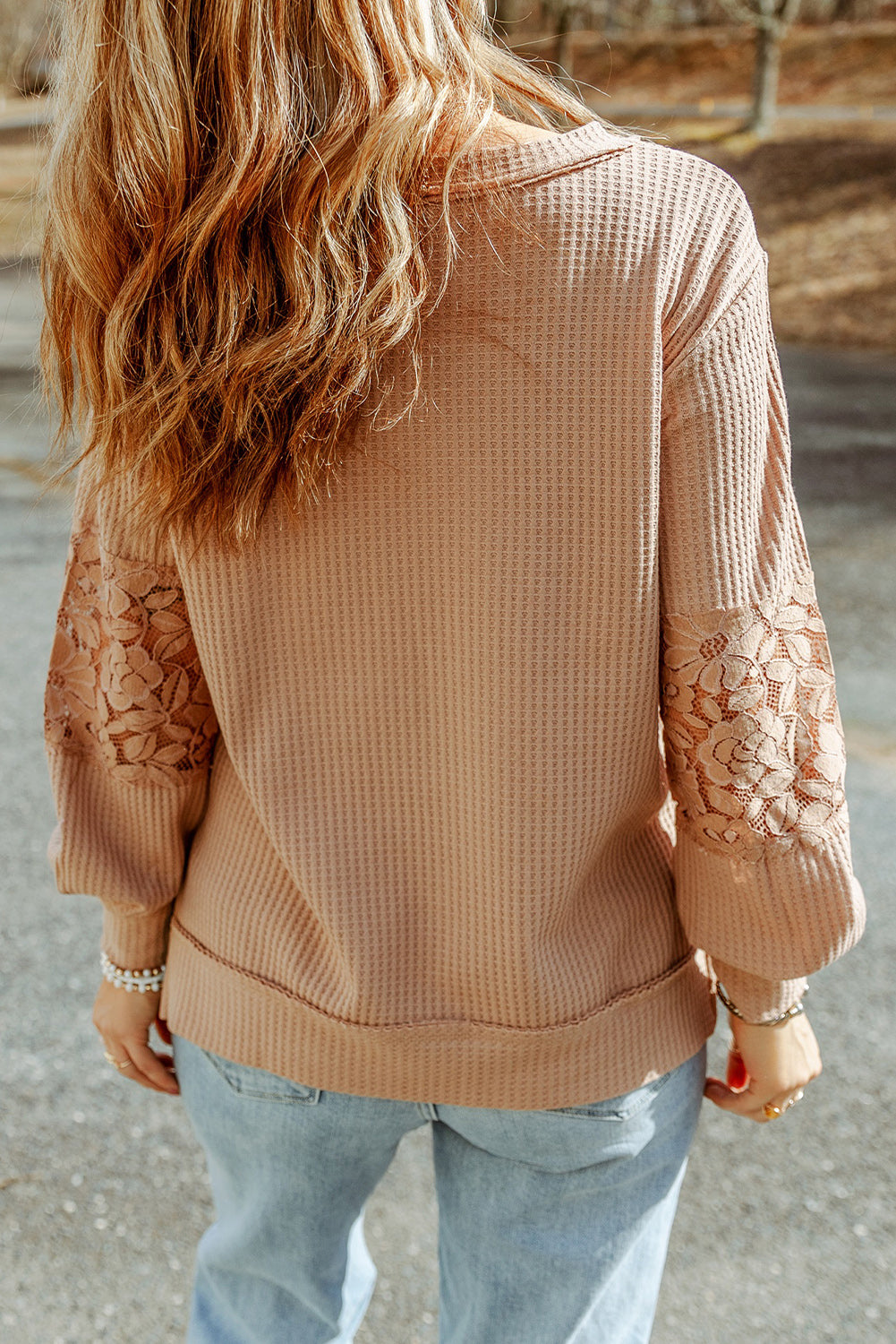 Lyana Lace Waffle Top