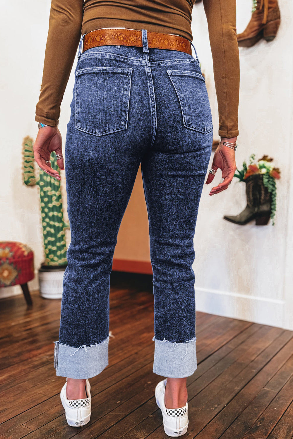 Teal Ridge Cuff Jeans